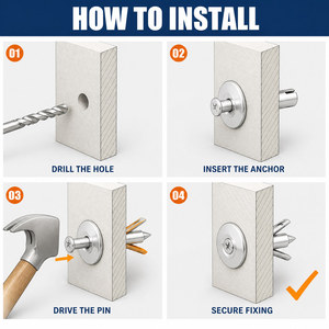 Anclaje de Martillo para Mampostería <span class=keywords><strong>con</strong></span> Cuerpo de Aleación de Zinc y Clavo de Acero Galvanizado en Blanco para Instalación - Product Image 2