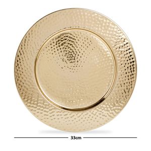 Plato de Presentación Reutilizable de Acero Inoxidable Ecológico con Borde Dorado de 13 Pulgadas para Decoración de Cenas y Fiestas, Hecho a Mano, Personalizado, Lujoso y Elegante - Product Image 6