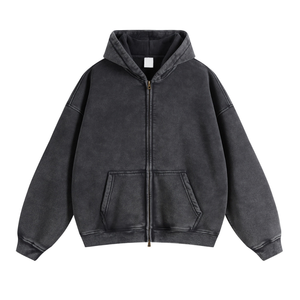 Acid Washed Effect algodón mezclado Precio razonable Material transpirable Color sólido Sudadera con capucha para la venta - Product Image 6