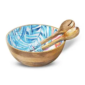 高品质时尚环氧树脂木质沙拉碗芒果木质搪瓷贴纸印花木碗