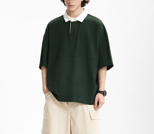 Verano gota hombro Polo camiseta hombres Color sólido primavera Golf Polo camisas niños manga corta Golf Polo Boxy camisa hombres - Product Image 6