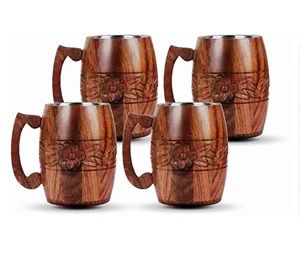 Tasse à café solide en bois avec isolation Design unique fait à la main fabriqué en inde tasse à thé à café tasse à café en bois - Product Image 6