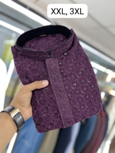 Nueva tela Pure Viscose Reyon con bordado de pollo luckhnowi work Men's Kurta para la venta en línea - Product Image 4