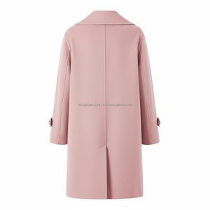 Abrigo de Lana Rosa Claro Cruzado para Mujer, Fabricante OEM y de Marca Privada - Product Image 2