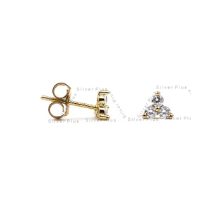 Boucles d'oreilles fleur faites à la main en or rose et blanc vermeil massif 14 carats avec zircon cubique et pierre précieuse en diamant pour cadeau - Product Image 4