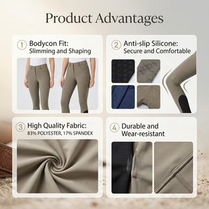 Pantalon d'équitation pour femmes avec grip en silicone intégral et poches, culotte d'équitation à séchage rapide et coupe ajustée pour toutes les cavalières - Product Image 3