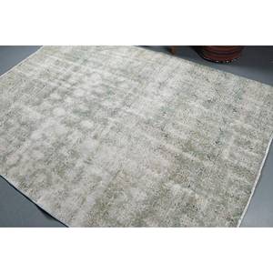 Tapis en Laine Moderne Blanc Vert 5.7X8 pieds Motif Tabriz Vintage Turc pour Entrée Chevet Couloir Rectangulaire Grande Taille Latex - Product Image 4