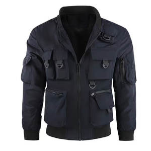 Chaqueta Cargo de Invierno Impermeable de Lona con Múltiples Bolsillos para Hombre, Chaqueta Cargo de Color Sólido para Senderismo y Pesca - Product Image 1