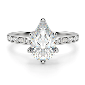 Bague de fiançailles coupe poire Moissanite artisanale pour fête de mariage ou anniversaire pavé ensemble exportation directe de l'inde - Product Image 1