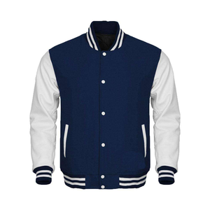 Get Your Own Custom Design <b>White</b> Leather Sleeves With Black Wool Baseball Letterman CollegeBaseballjacket for <b>men</b> DDP Shipping - Product Image 1