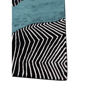 Alfombra Kilim Abstracta Adrift Gris y Negra, Tejida a Mano con Lana y Viscosa, Tejido Plano para el Hogar y el Pasillo-Tra-15223 - Product Image 4