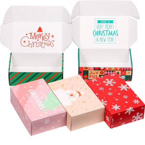 Petite boîte-cadeau de Noël de cadeau de 6x4x2 pouces avec couvercle, boîtes d'expédition recyclables en carton ondulé pour les petites entreprises, pour le cadeau - Product Image 1