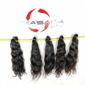Paquete de ondas naturales de templo indio crudo cutícula virgen alineada cabello de mujer negro sin procesar trama doble estilo de máquina de cabello humano - Product Image 2