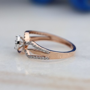 Igi แหวนหมั้นเพชรกลมโรสโกลด์14K แหวนหมั้นเพชรแบบคลาสสิกที่ยั่งยืนได้รับการรับรองจาก IGI - Product Image 2