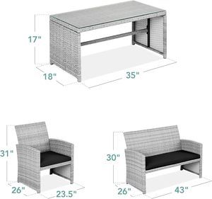 Ensemble canapé d'extérieur moderne en osier avec coussins confortables pour terrasse de jardin et piscine - Product Image 2