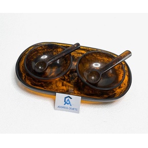 Assiette de fruits ovale de luxe plateau de service en résine fait à la main plateau décor à la maison avec tourbillon Unique élégant plateau de vaisselle collations bols assiettes - Product Image 4