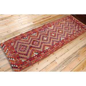 3.2x9.4 ft Turkish Vintage Rug, <b>Runner</b> Rug, Kilim <b>Red</b> Wool Rug - Product Image 2