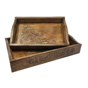 Nouveau plateau de service en bois de conception faite à la main d'une seule pièce pour les restaurants et les hôtels plats et forme personnalisée au meilleur prix - Product Image 3