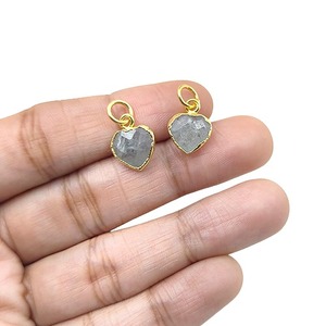 Collier pendentif en forme de cœur en aquamarine, pierre de naissance de mars, plaqué or, cuivre, 10 mm, pierre facettée pour la fabrication de bijoux, tiers - Product Image 3