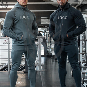 Conjunto de chándal de 2 piezas personalizado de alta calidad para hombre, forro polar grueso, patrón sólido, cierre de cintura elástica, precio barato al por mayor - Product Image 2