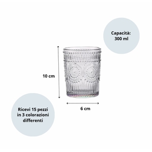 Ensemble de 15 verres colorés au design moderne et élégant, 300 ml, résistants au lave-vaisselle, pour l'eau - Product Image 2