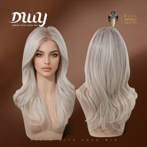 Esma-DWY Peluca Sintética de Alta Calidad de 20 Pulgadas sin Pegamento para Mujer, con Encaje Frontal Mono, Larga, Ondulada, con Reflejos Rubios, Material de Fibra - Product Image 4