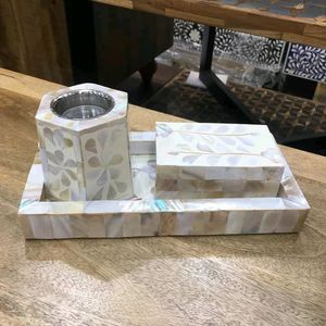 Plateau de service en nacre de qualité supérieure, nouveau modèle moderne, disponible en cadeaux de Ramadan pour l'exportation depuis l'Inde au prix de gros - Product Image 4