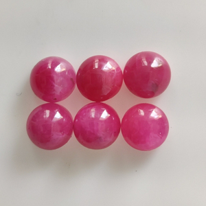 Cabochons de rubis naturel de haute qualité 6.5mm rond rouge rose vert gemme ovale - Product Image 1