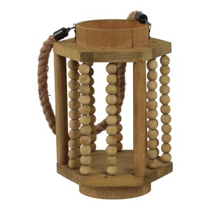 Lantern Style Bead Design <b>Hanging</b> Wooden <b>Candle</b> Holder for Home Decor Soft Lighting Entryway and Festive Use From India - Product Image 1