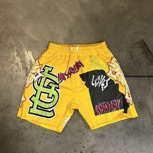 Short de basket-ball avec logo personnalisé OEM Summer Casual 5 pouces High Street Screen Printed Solid Pattern 100% Cotton - Product Image 4