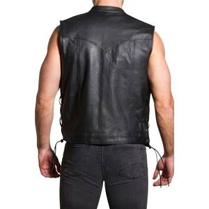 Meilleur prix hommes hiver Biker cuir gilet Design Unique grande taille nouvelle mode avec bouton décoration décontracté haut tissu - Product Image 2