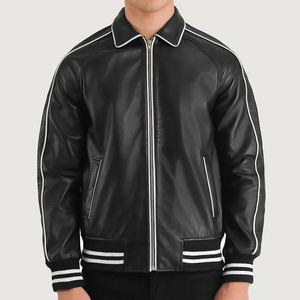 Veste en cuir de mode d'hiver pour hommes conception d'explosion coupe-vent fermeture à glissière support longue longueur-pour automne hiver tenue décontractée - Product Image 4