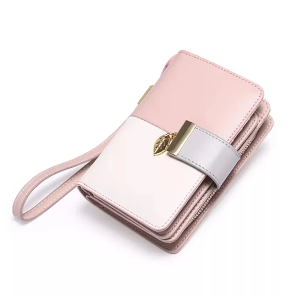 Baby กระเป๋าสตางค์หนังสีชมพูสำหรับผู้หญิง,กระเป๋าสตางค์แฟนซีกระเป๋าสตางค์ใส่โทรศัพท์มือถือของผู้หญิงขนาดเล็กแบบเรียบง่ายสไตล์ใหม่