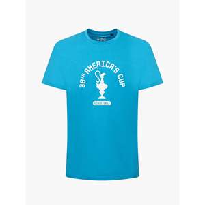 T-Shirt America's Cup 38 SINCE1851 Azzurra Vestibilità Ampia 100% Cotone Jersey 180g Grammatura Tessuto T-Shirt Designer con Motivo - Product Image 1