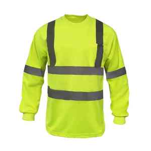 2025 cuello redondo hecho a medida buena calidad hombres alta visibilidad manga completa reflectante seguridad Hi Vis camisa ropa de trabajo camisas - Product Image 1