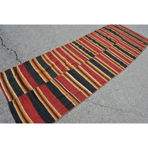 Grand Tapis Rectangulaire Rustique Orange Noir 3.2X9.2 pi Classique Vintage Tapis en Laine Turque Latex pour Couloir Chambre Tapis - Product Image 4