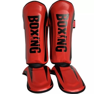 GAF Special Shin And Instep Guard Cuero genuino Kick Boxing Training Muay Thai Shin Instep Guard Cuero barato - Product Image 1
