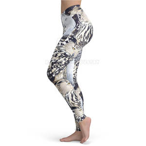 Cintura media de las mujeres de secado rápido transpirable ecológico Spandex/poliéster entrenamiento Activewear patrón sólido Fitness Legging elástico - Product Image 6