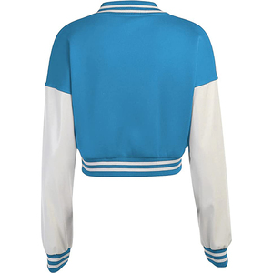Chaqueta de lana Vintage de alta calidad para mujer, chaqueta deportiva universitaria bordada con estilo de bombardero universitario recortada personalizada, botones XL para otoño - Product Image 2