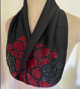 Trendy Vintage Hand Beaded <b>Scarf</b> Fringe Beaded Necklace Fringe Beaded Bandana - Product Image 1