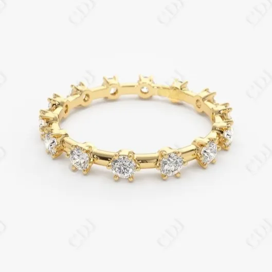 Round Earth Mined Diamante Full Eternidade Anel de Noivado 0.50CTW Diamante Fabricante Jóias Personalizadas 14K Solid Gold Wedding Band
