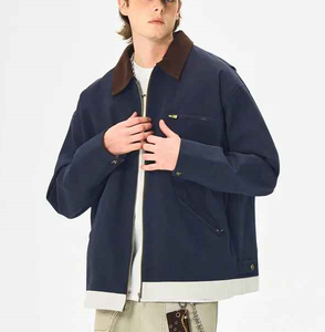 Veste de chasse Detroit rétro en toile pour homme, coton lourd, col montant, fermeture éclair sur le devant, logo, respirante, coupe-vent, hiver - Product Image 1