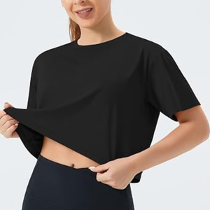 Camisetas Cortas Deportivas Personalizadas para Mujer, Estilo Boxy, Básicas para Yoga - Product Image 1