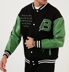 Nouveaux patchs en chenille à manches en cuir à la mode veste universitaire au design de qualité supérieure vestes de baseball personnalisées pour hommes vente en gros - Product Image 1