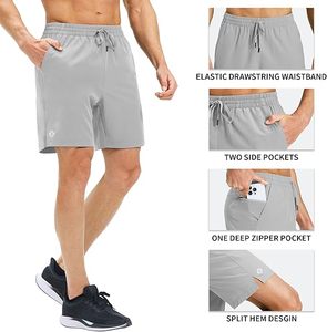 Short de gymnastique décontracté pour hommes, confortable, en coton, taille élastique avec motif solide, logo personnalisé, option-service OEM disponible - Product Image 3