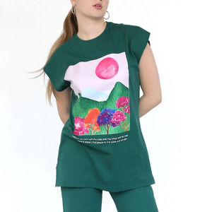 Top tendance vert profond léger pantalon de survêtement évasé taille élastique personnalisé décontracté imprimé survêtement ensemble pour hommes femmes - Product Image 4