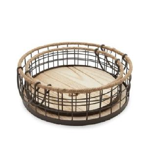 Panier de rangement en fil métallique de style américain le plus vendu avec base en bois à l'intérieur de la couleur de la forme de taille personnalisée dans la cuisine à domicile - Product Image 2