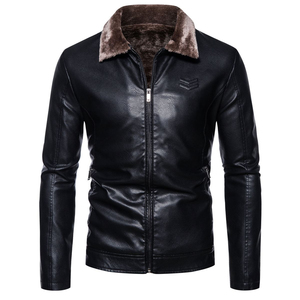 2025 Wholesale <b>Men's</b> Fashion High quality <b>Men's</b> Winter <b>Jacket</b> Leather <b>Jacket</b> <b>Warm</b> Thick Leather Collar Motorcycle <b>Jacket</b> - Product Image 2