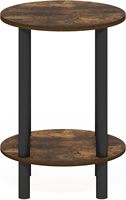 Table d'appoint ronde en bois Turn N Tube à 2 niveaux Table d'appoint élégante en pin ambré et finition noire