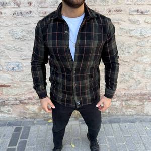 Chemise décontractée élégante pour homme, en satin, à manches longues, à double boutonnage, à carreaux, style shacket, streetwear, vêtement d'extérieur, haut tendance, avec poches - Product Image 6